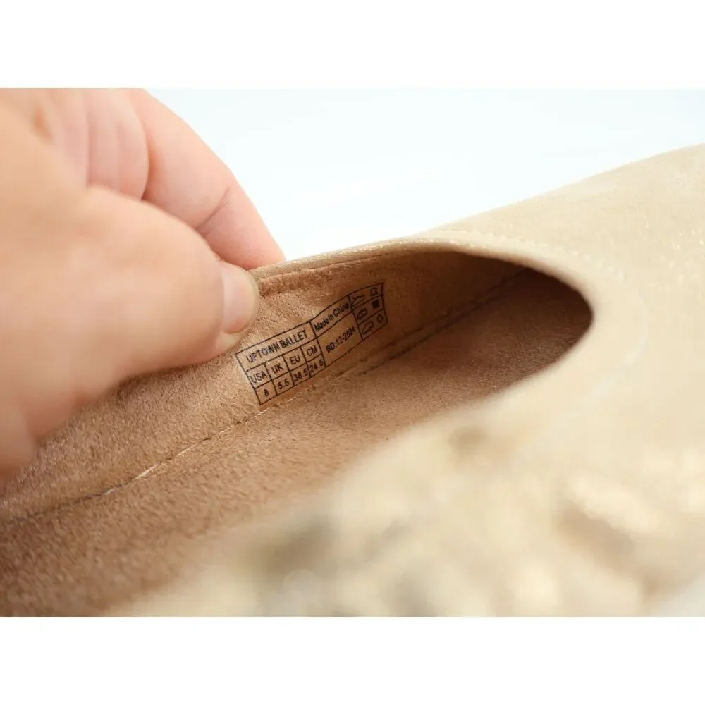 Vionic Uptown Ballet Flat Women 8 Gold Metallic Leather Slip On Platform Shoes